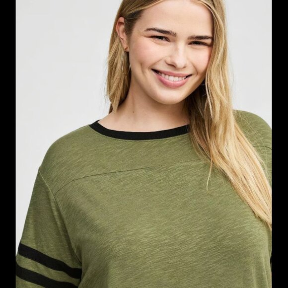 NWT Super Soft Slub Boat Neck‎ Elbow Sleeve Varsity Tee - Picture 6 of 11